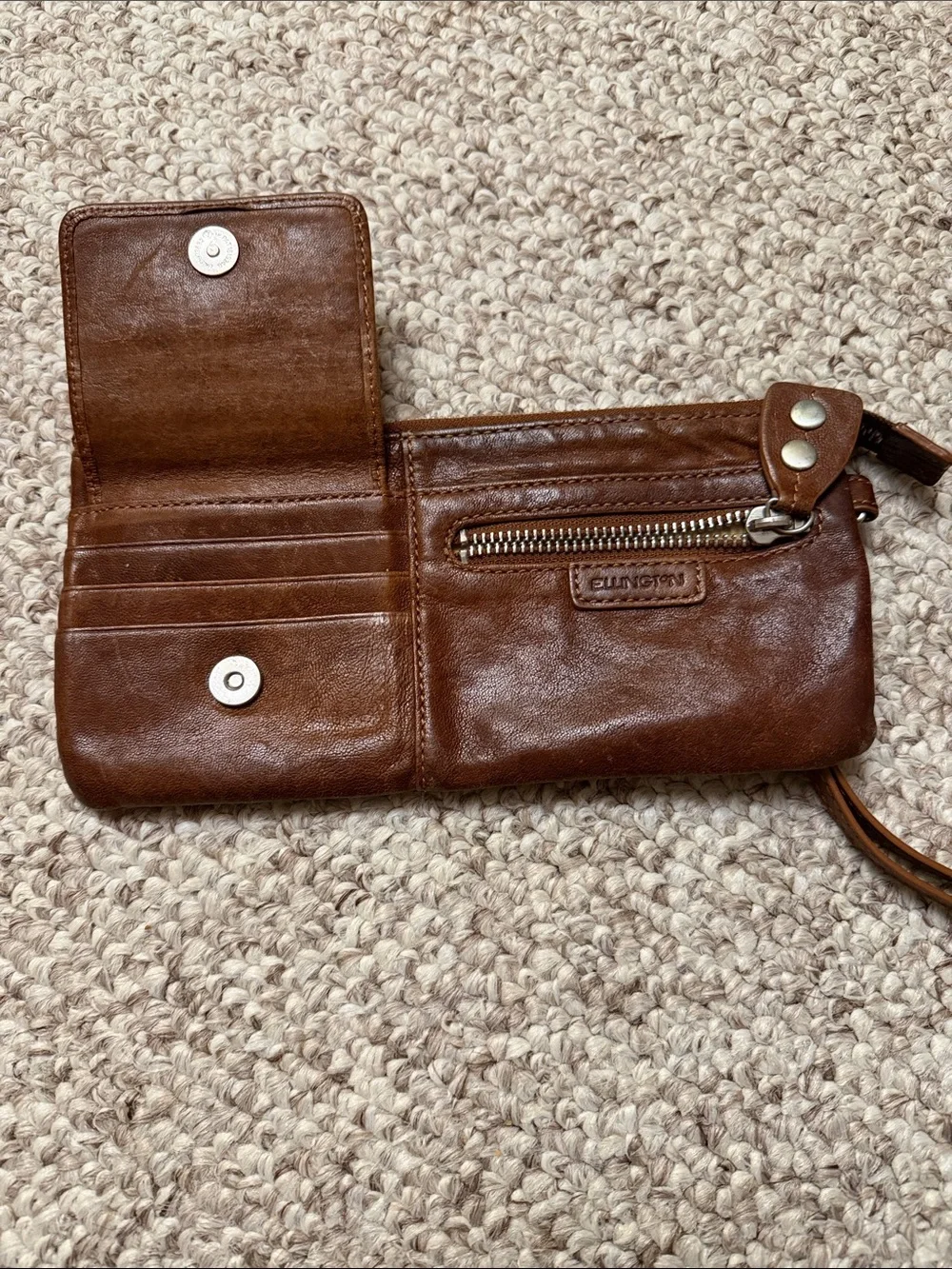 Ellington Brown Leather Wristlet Wallet